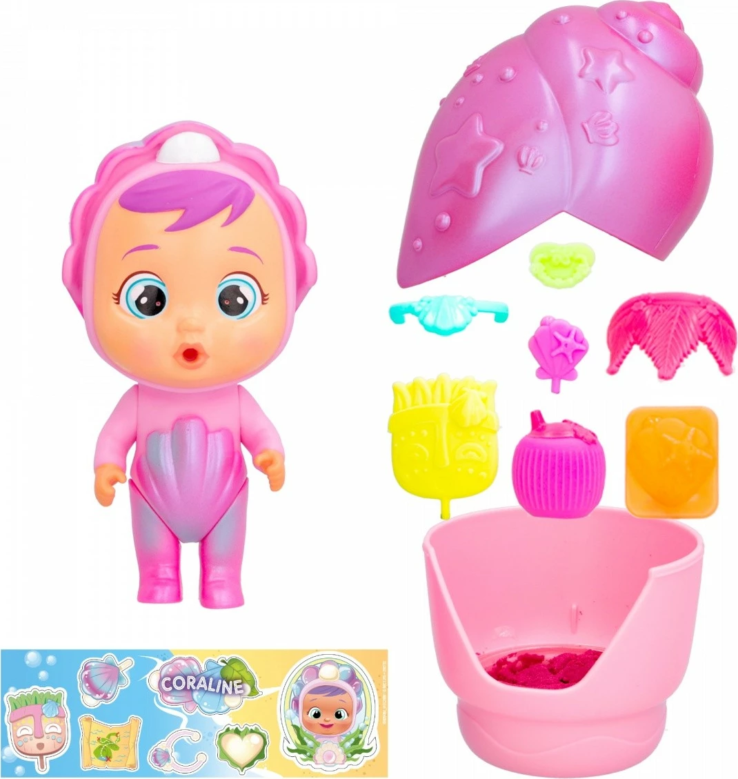 Kukull Cry Babies Magic Tears Shiny Shells Coralinela, Tm Toys, IMC910324, plastikë, pa bateri