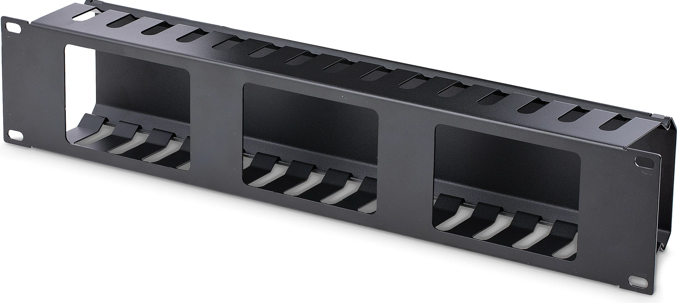 Panel menaxhimi kabllove rack StarTech 2U Finger Duct horizontal me kapak, 19", i zi