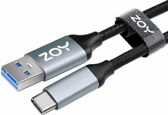 Kabllo USB ZOY ZCAC2 USB-A në USB-C 2 m USB 3.0 e zezë-argjend