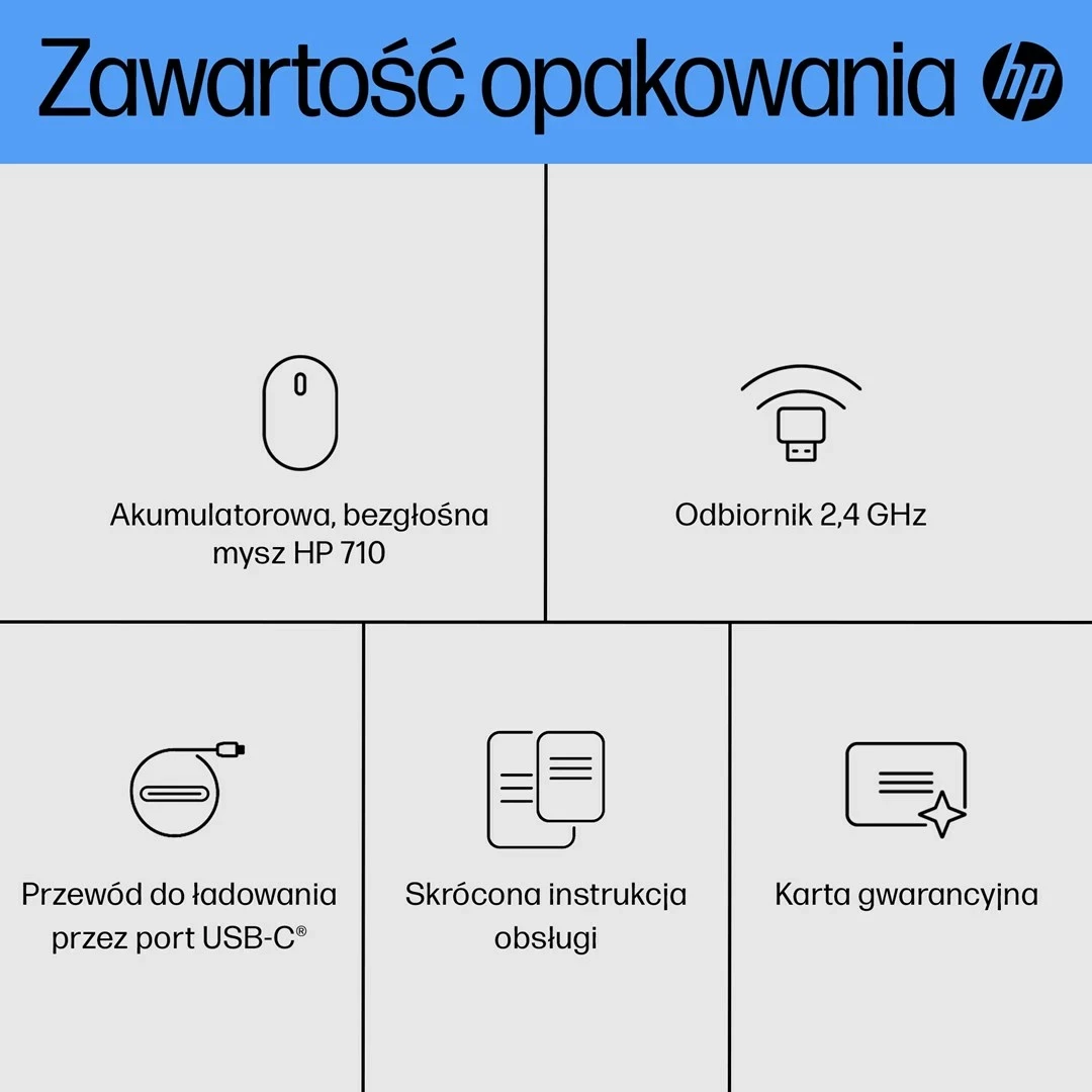 Maus HP 710 i rikarikueshëm, i qetë, i zi
