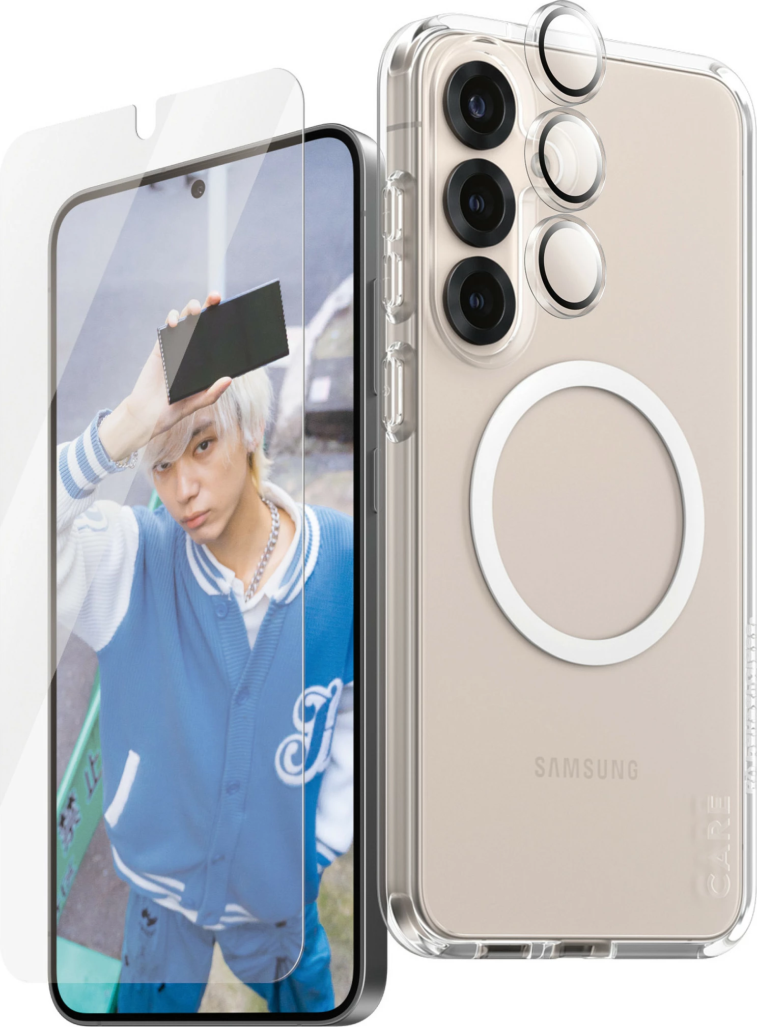 Mbështjellës PanzerGlass për Samsung Galaxy S25 Plus, set 3-në-1, transparent