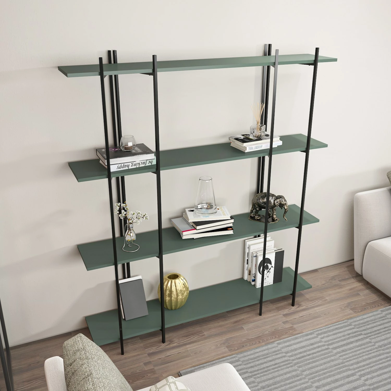 Raft librash Hanah Home, ngjyrë jeshile e zezë