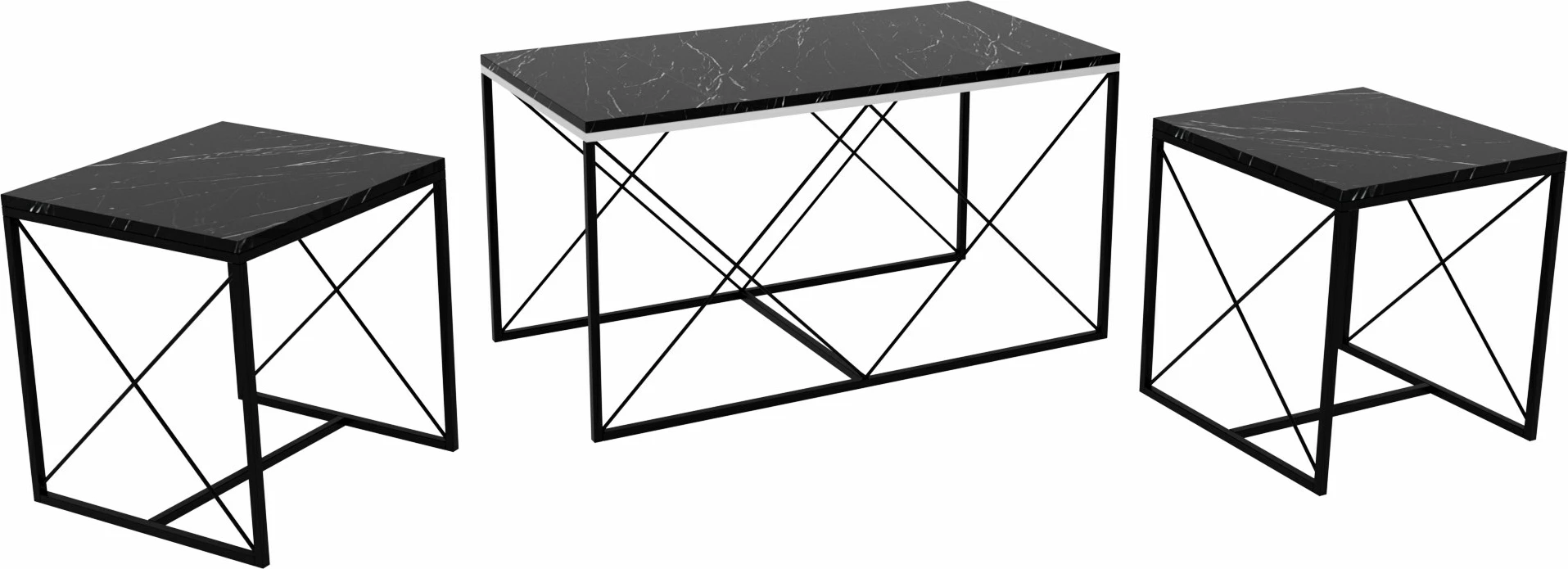 Set tavolinash kafeje Hanah Home, Defne, mermer i zi