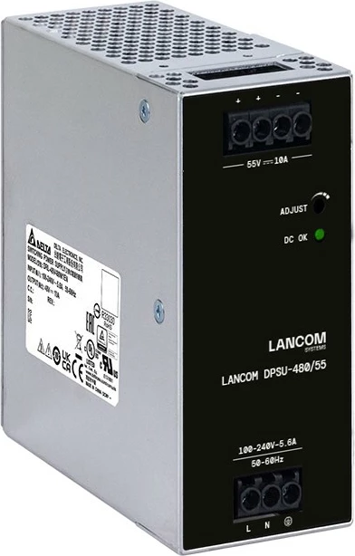 Furnizues rryme LANCOM DPSU-480/55, 480W, DIN rail, për switch industrial, zi/çelik