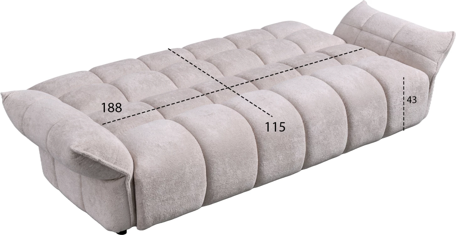 Sofabed MELU, material stof, bezhë, me susta xhepi, 240-250x90x85cm