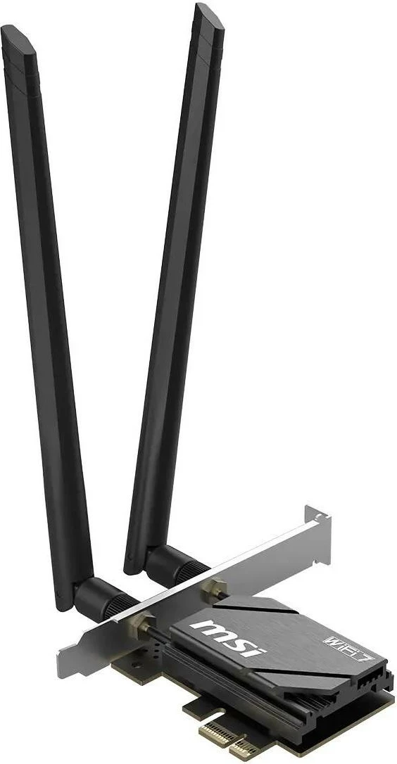 Kartë rrjeti MSI HERALD BE6500, WiFi 7 PCIe, Bluetooth 5.4, tri-band, e zezë