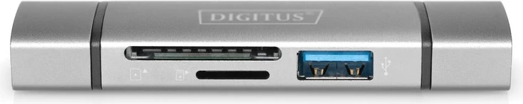 Lexues kartelash Digitus DA-70886, 3 porta, USB Type C/USB 3.0, alumini, Gri