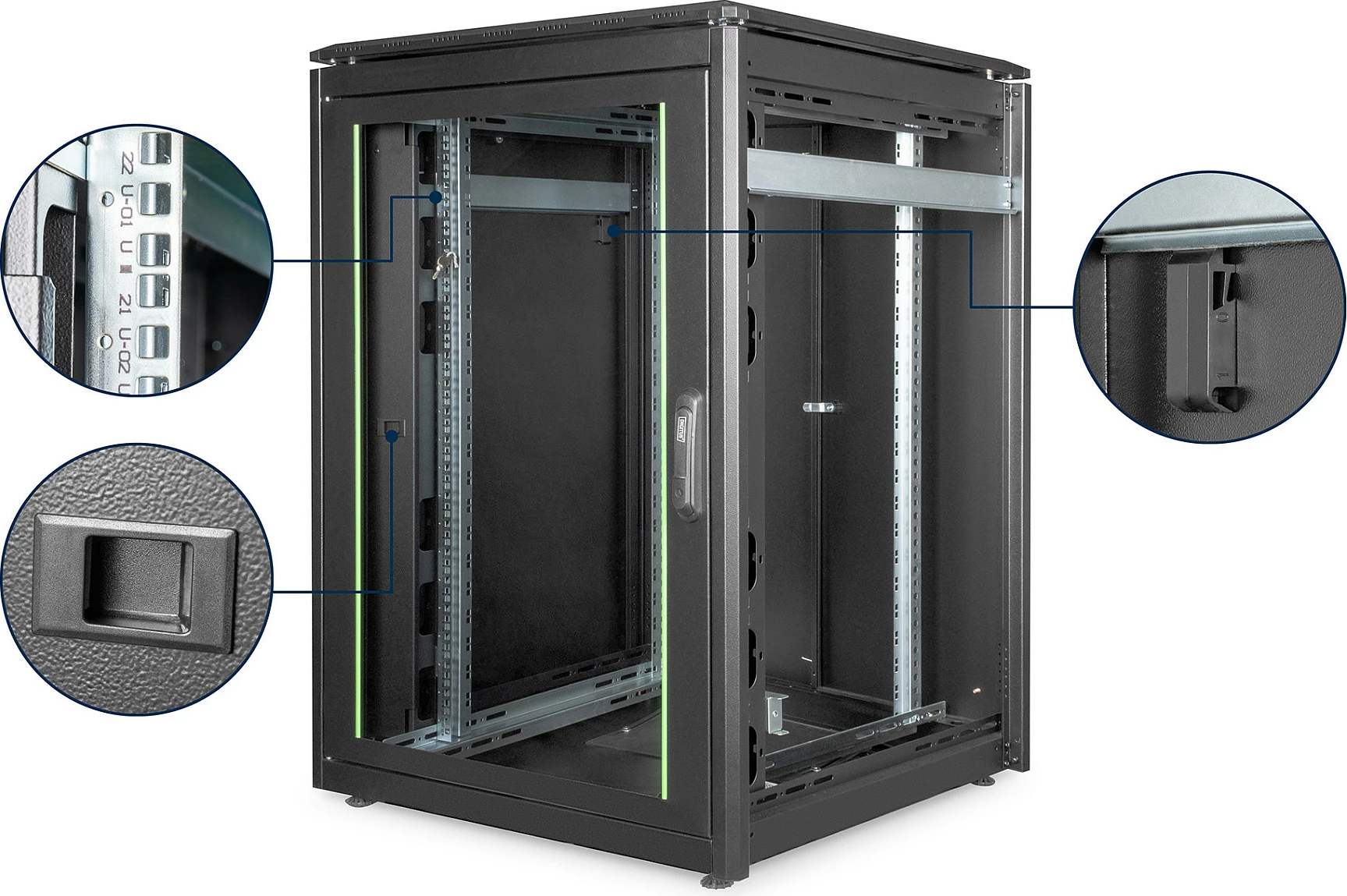 Kasë rrjeti Digitus Unique 22U, 1164x800x800mm, e zezë