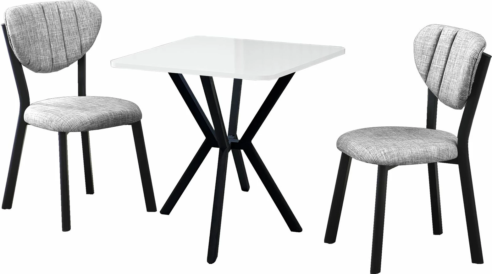 Tavolinë me karrige, set 3 copë, ngjyrë elma-gri, e bardhë, Skye Decor