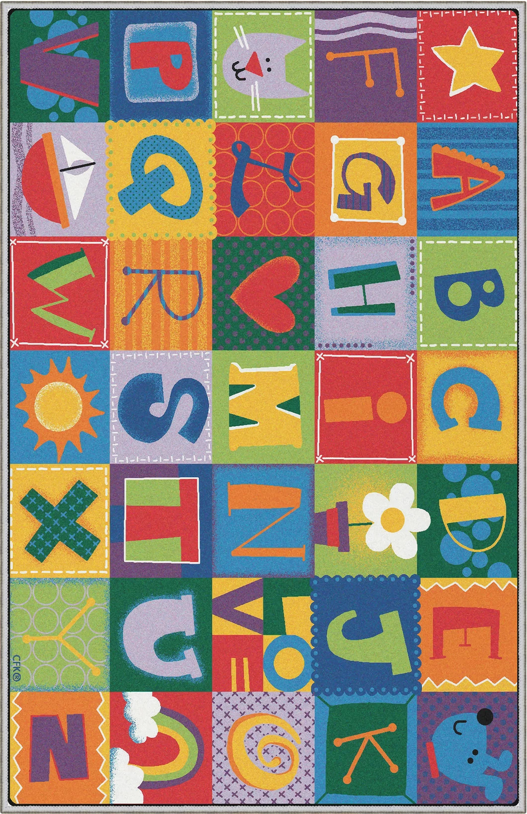 Qilim shumëngjyrësh për fëmijë, alfabet, 120x180cm, WOOKECE113