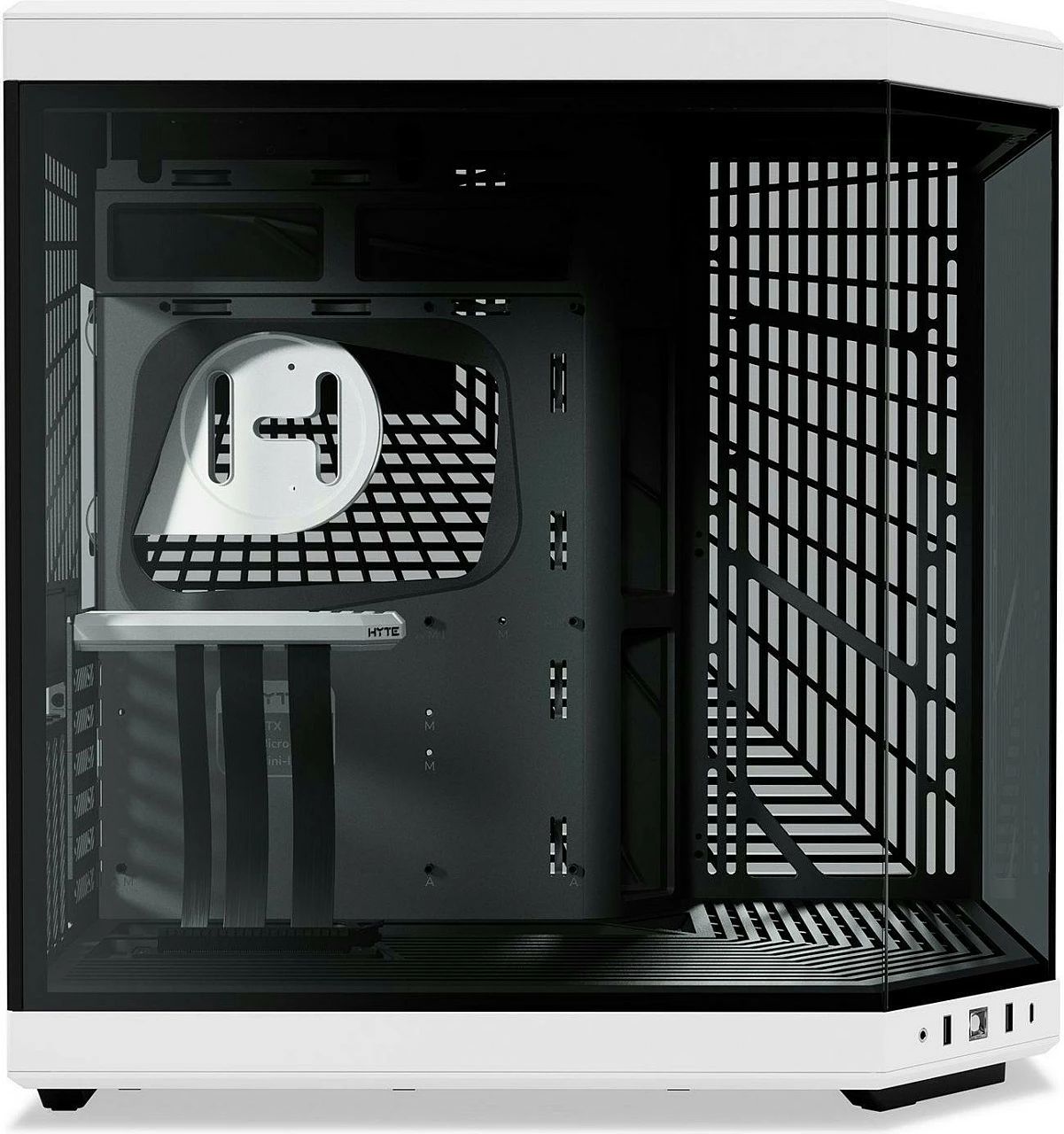Kasë HYTE Y70, ATX Midi Tower, dy dhoma, xham, USB-C, bardhë/zezë