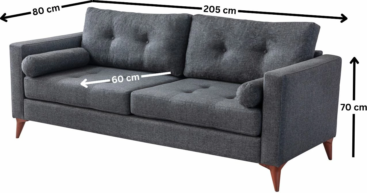Divan treshe Atelier del Sofa, ngjyrë antracit