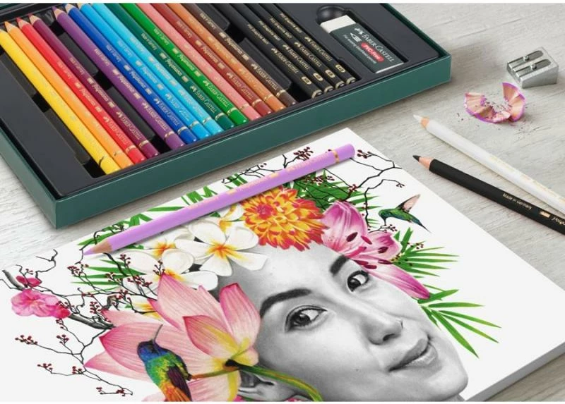 set lapsash artistike me ngjyra, Faber-Castell Polychromos FC-210052, 17 lapsa me ngjyra + 4 lapsa grafiti Pitt Graphite Matt (21 copë)