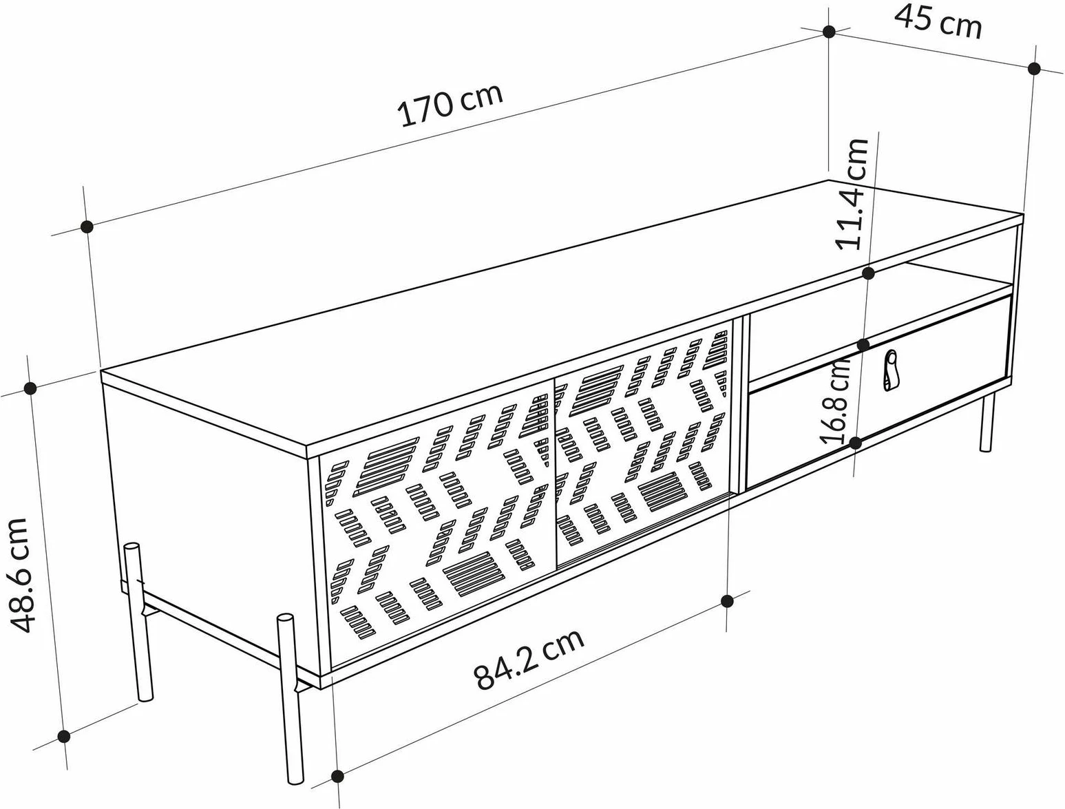 Komodinë TV Skye Decor, ngjyrë Hitit, Dionysos