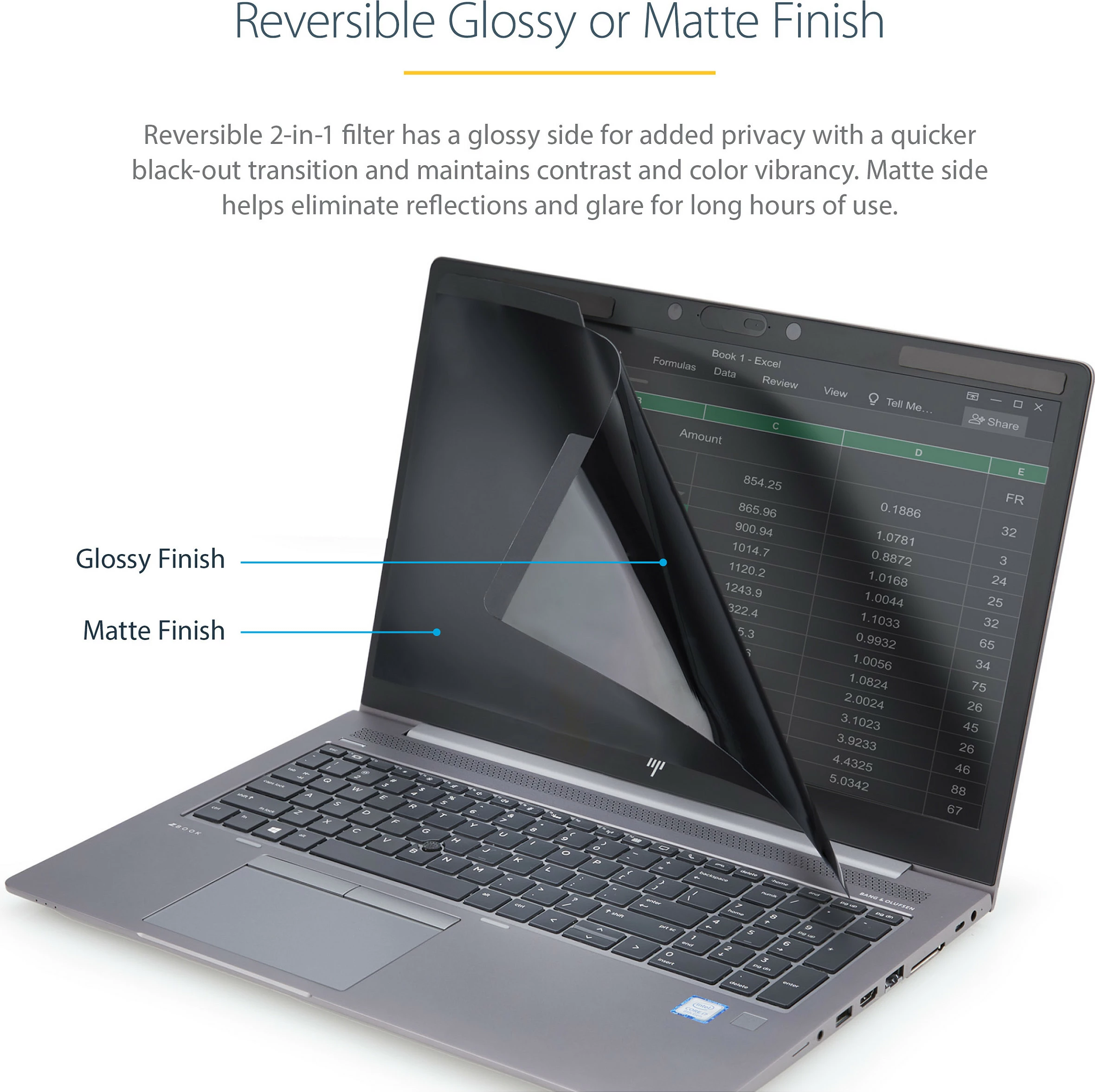 Filtër privatësie për laptop StarTech PRIVSCNLT15, 15.6", 16:9, magnetik, anti-shkëlqim, reduktim drite blu, i zi