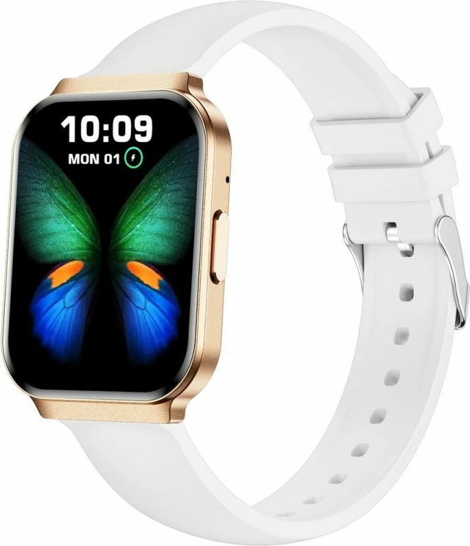 Smartwatch për femra Gravity GT44-1, rrip i bardhë + byzylyk rozë gold