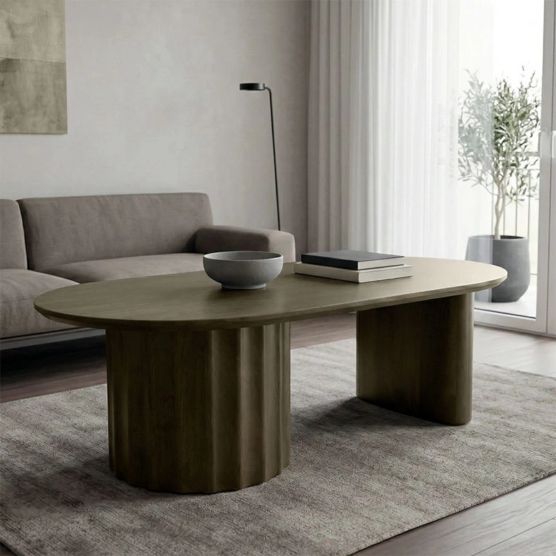 Tavolinë kafeje Flute, dru mango masiv, ngjyrë wenge, 130x65x40cm