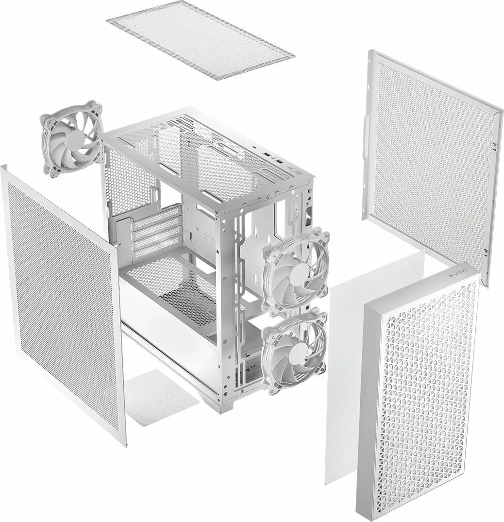 Kasë Logic Concept Dart Pro Mini (AM-DART-PRO-0000-20), Mini Tower Micro-ATX, 3x120mm fana, USB-C, pa furnizim rryme, e bardhë