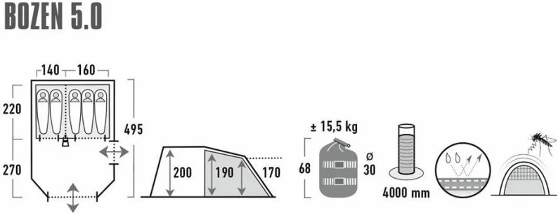 Çadër Familjare High Peak Bozen 5.0 11836