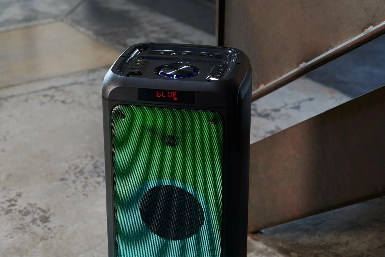 Altoparlant Bluetooth BigBen Party Tower XL Karaoke 600W me 2 mikrofonë, LED, i zi