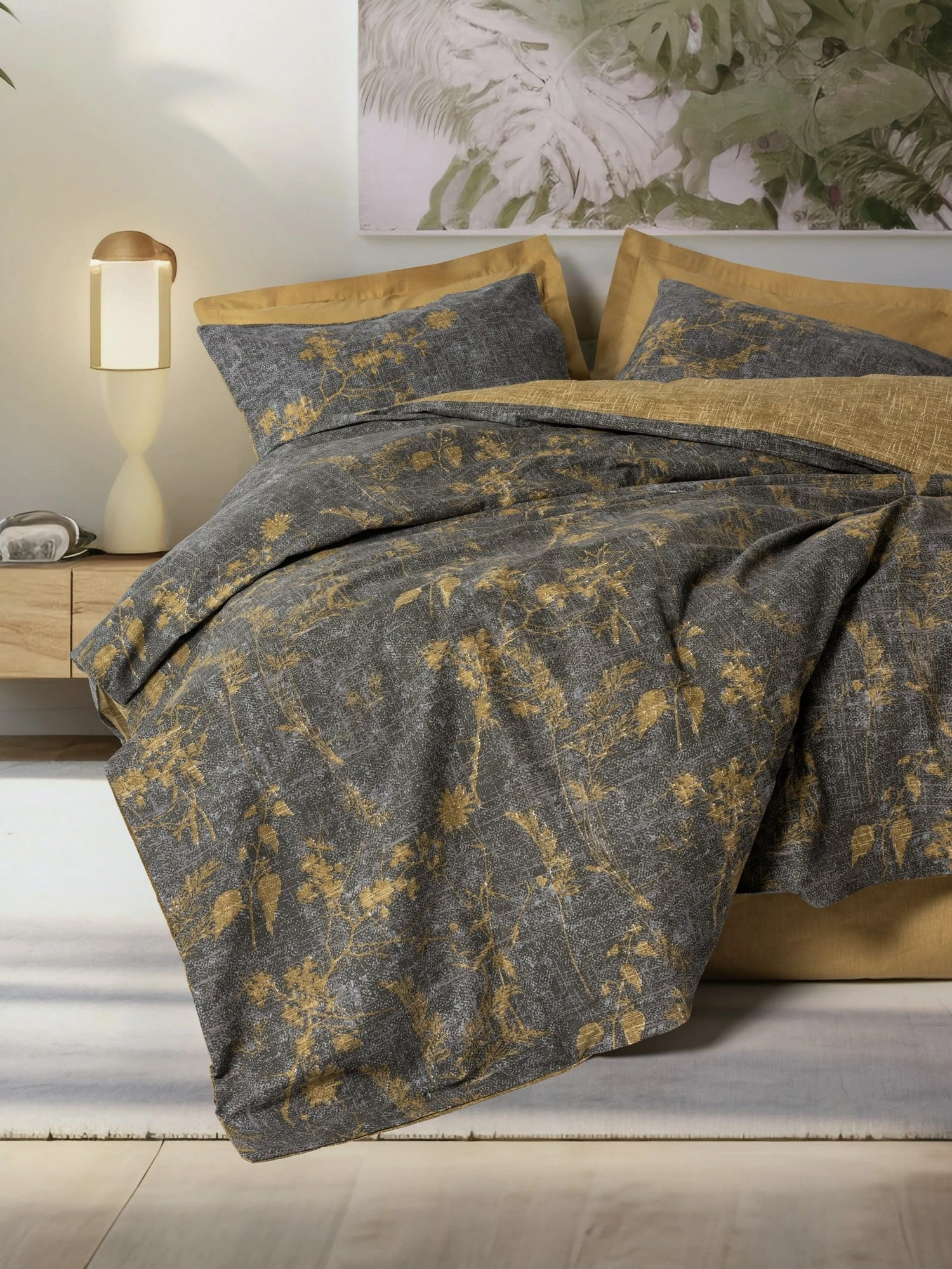 Set mbulesë për jorgan dopio, ngjyrë mustard, L'essentiel, Yadawa