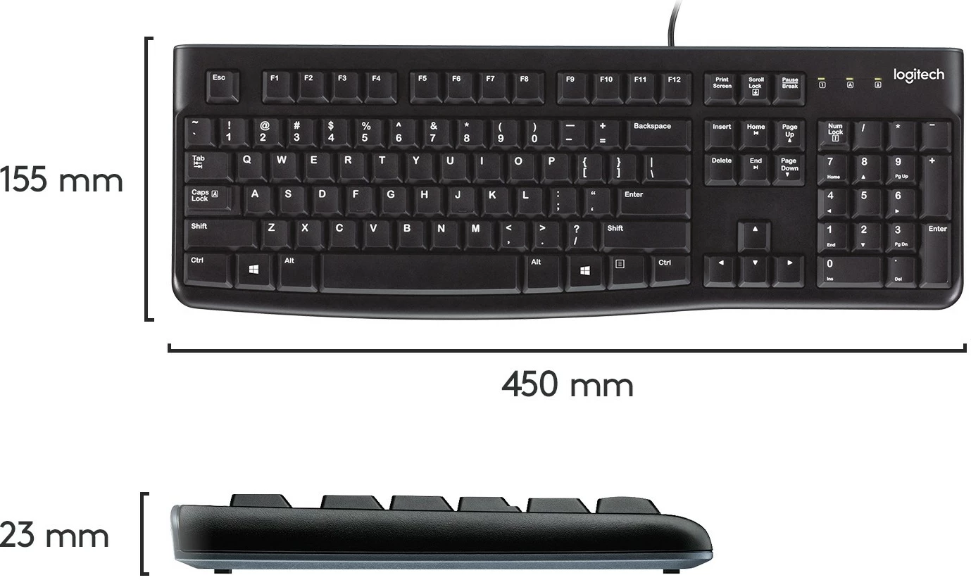 Tastierë Logitech K120, full-size, me kabllo, USB, AZERTY, e zezë