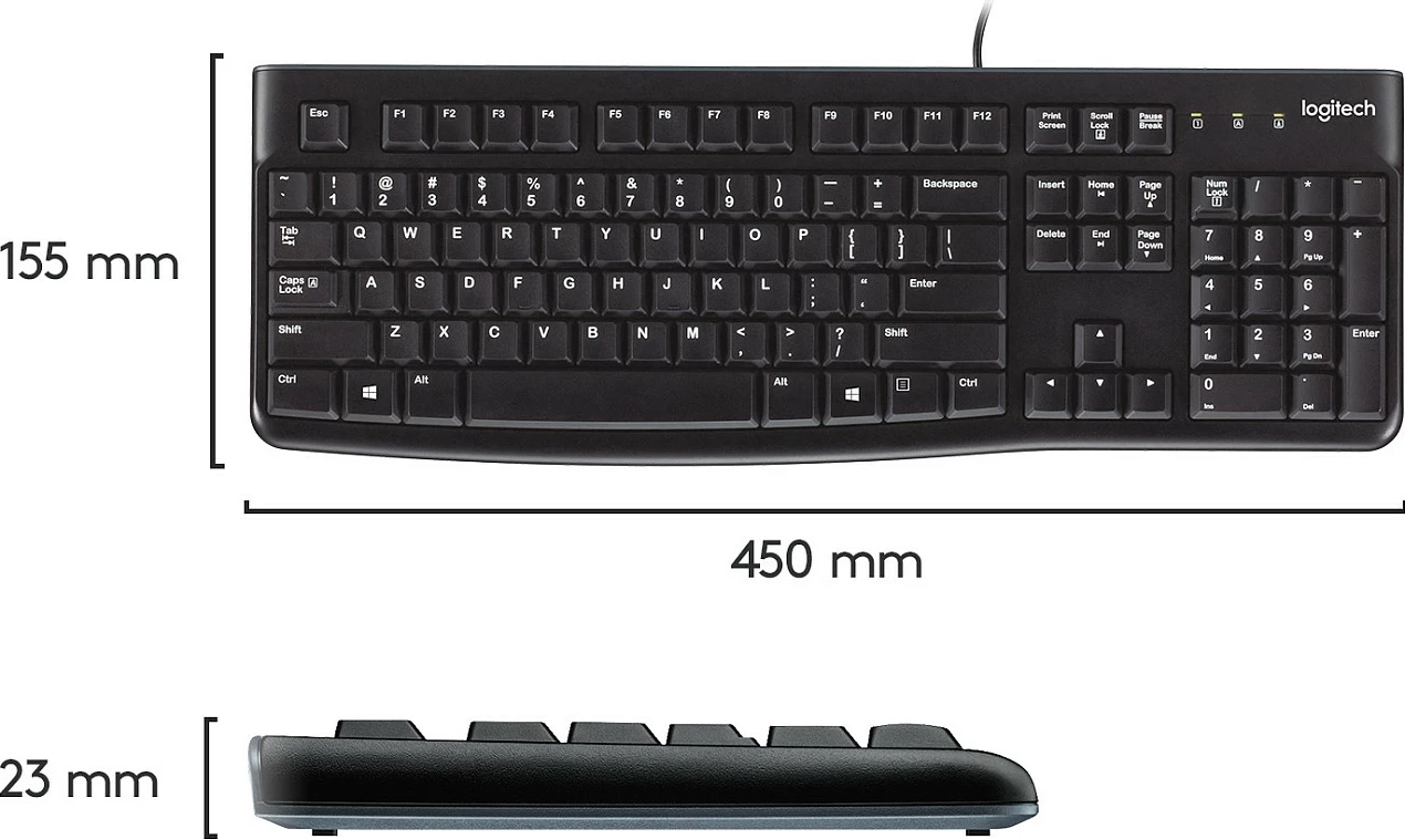 Tastierë Logitech K120, full-size, me kabllo, USB, AZERTY, e zezë
