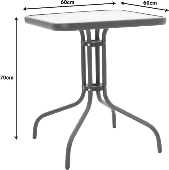Tavolinë me karrige Watson-Sussie metal kafe-xham 60x60x70cm
