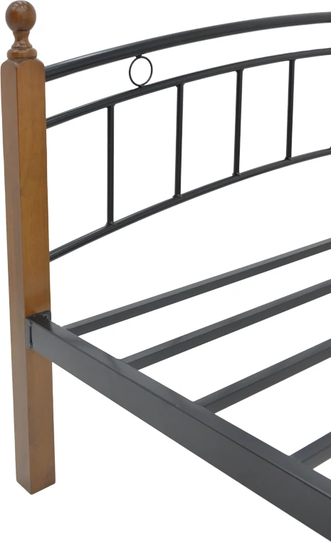 Krevat queen size Clarive ngjyrë arre dru-metal i zi 160x200cm