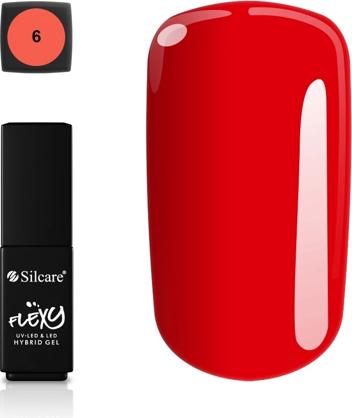 Llak për thonj për femra Silcare Flexy Hybrid Gel 06, e kuqe, 4.5g