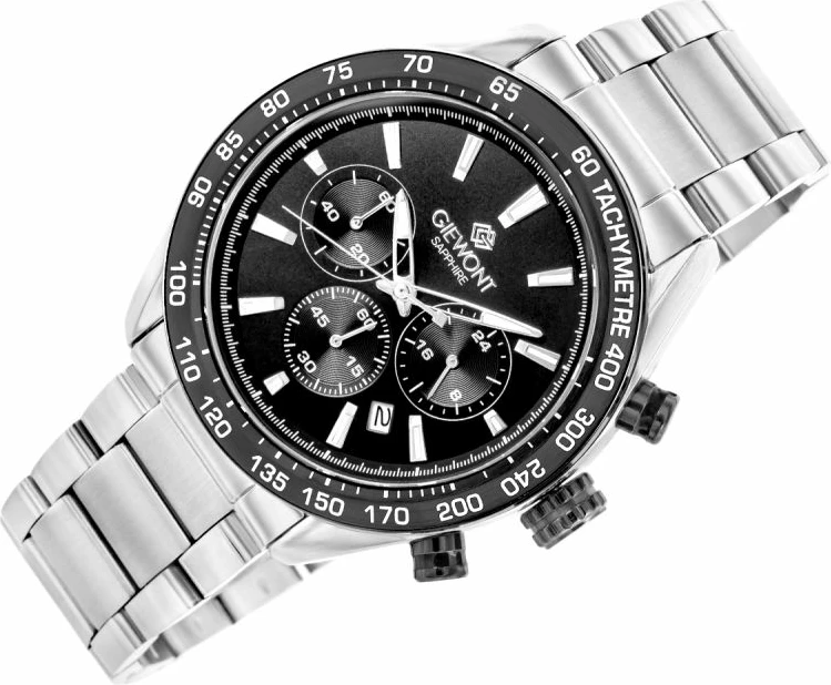 Orë dore meshkuj Giewont GW9580-B1, argjendtë/zezë