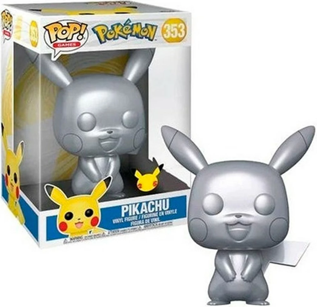 Figurinë koleksionuese vinili Funko Pop Games Pokemon Pikachu #10, Silver Metallic, 1 copë