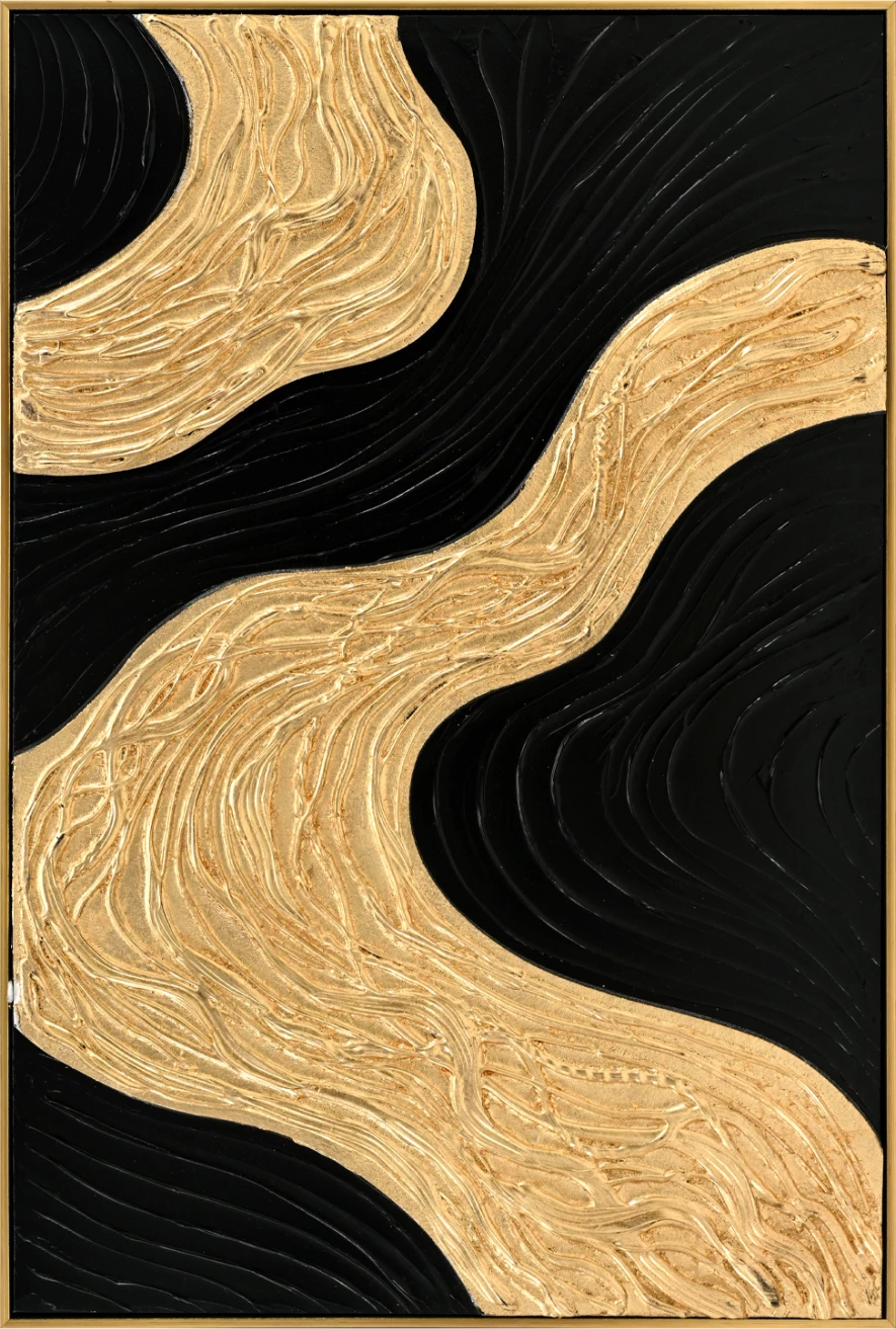 Pikturë muri 3D FH4548.01 me kornizë PS ngjyrë bezhë, forma të punuara me dorë, 62x4,5x92 cm