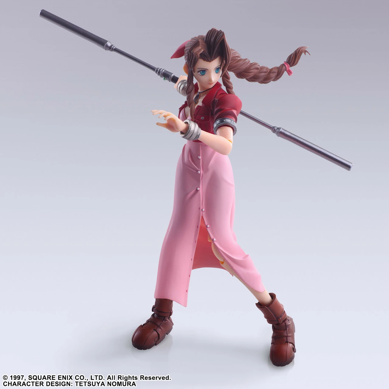 Figurinë aksioni Square Enix Bring Arts Aerith Gainsborough Digital Plus Edition 14 cm ABS/PVC, me stand dhe pjesë ndërruese, rozë/kuqe