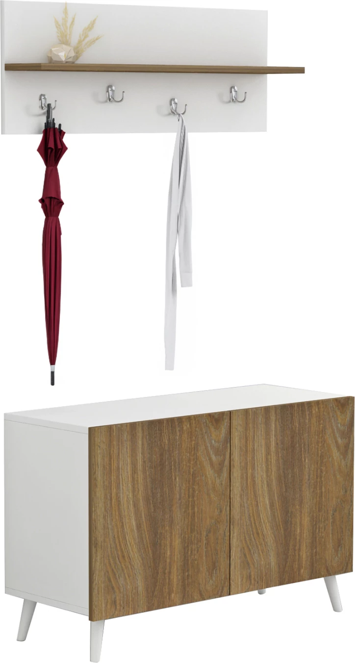 Set mobiljesh hyrje DELPHINE FH8876.11 melaminë në dru natyral-bardhë 80x31,3x41,5Hcm