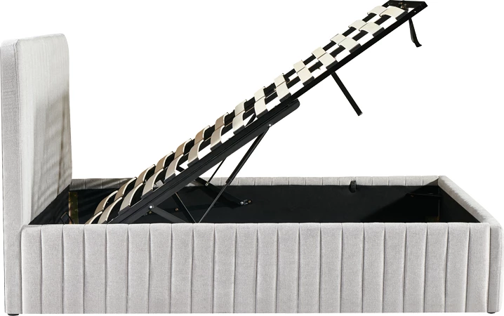 Krevat dopio Zilin, stof gri-bezhë, me hapësirë për depo, 160x200cm