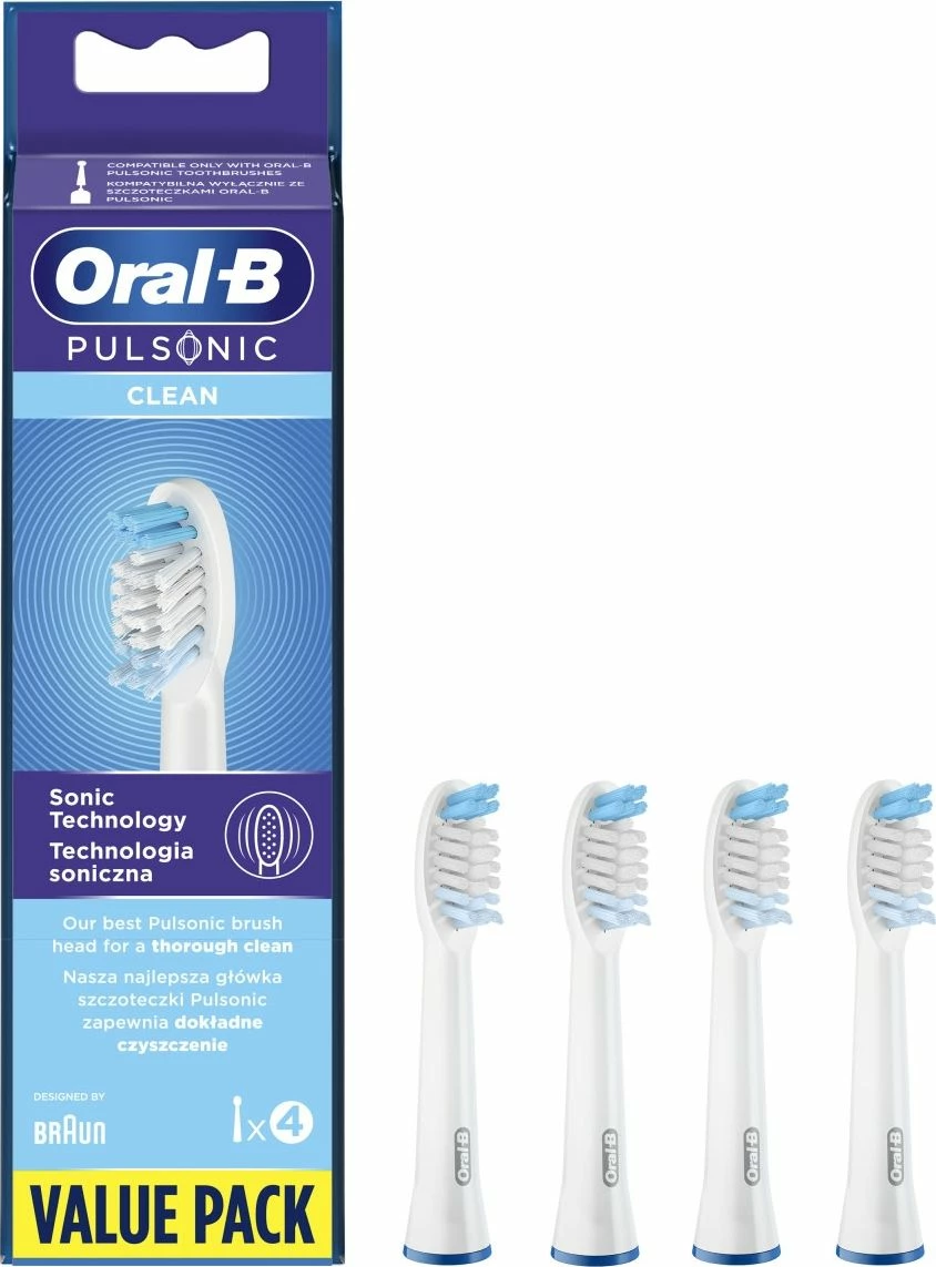 Kokë zëvendësuese Oral-B Pulsonic Clean, për furçë sonike, 4 copë, e bardhë