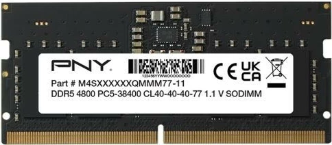 RAM Memorje DDR5 SODIMM, PNY, MN16GSD54800-SB, 16GB 4800MHz CL40, për laptop, 1 modul