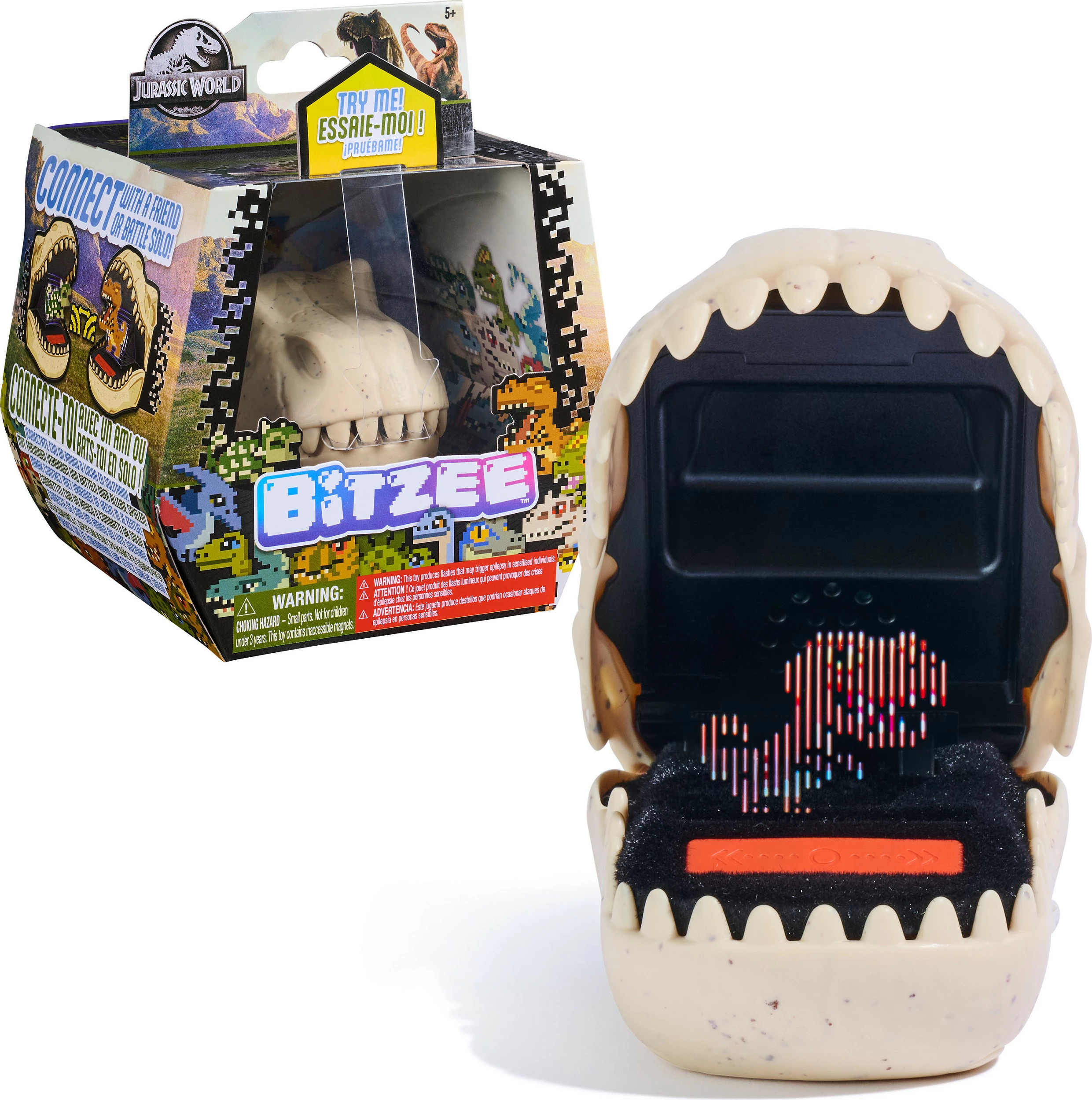 Lodër interaktive Bitzee Jurassic World Spin Master, 25 dinosaurë, me zë, 3x AA, bezhë