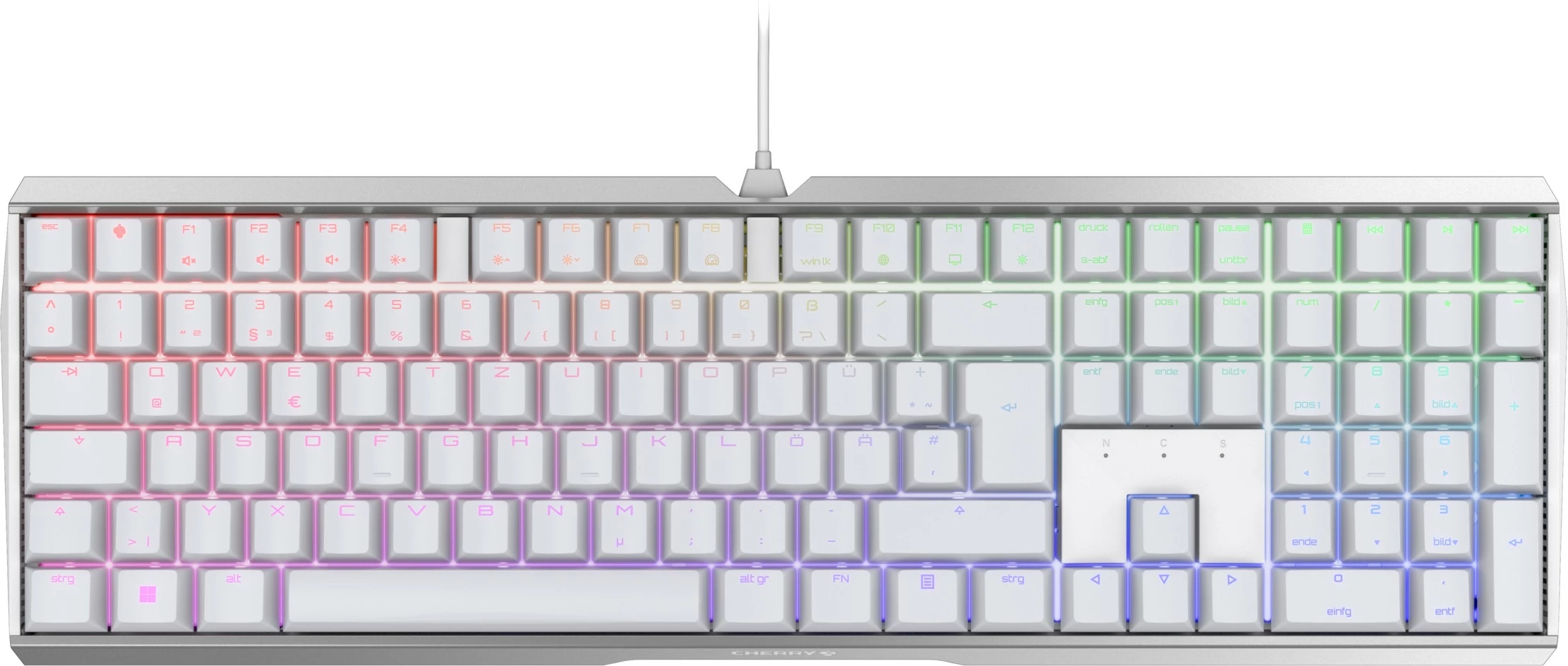 Tastierë mekanike Cherry MX 3.0S RGB, Wired, USB, QWERTZ, e bardhë